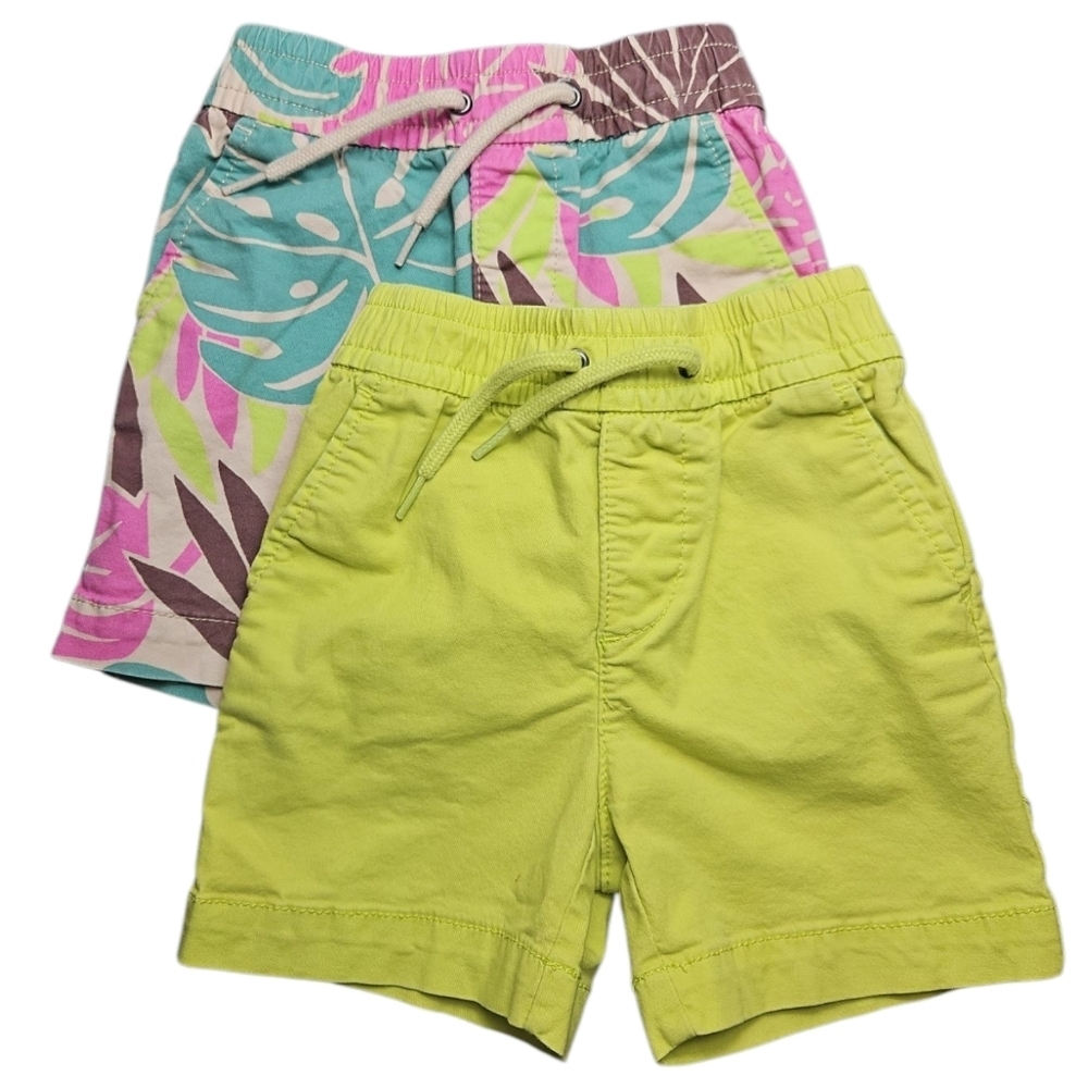 Baby GAP 2x Boys Tropical Print & Yellow Shorts Size 18-24 Months Toddler